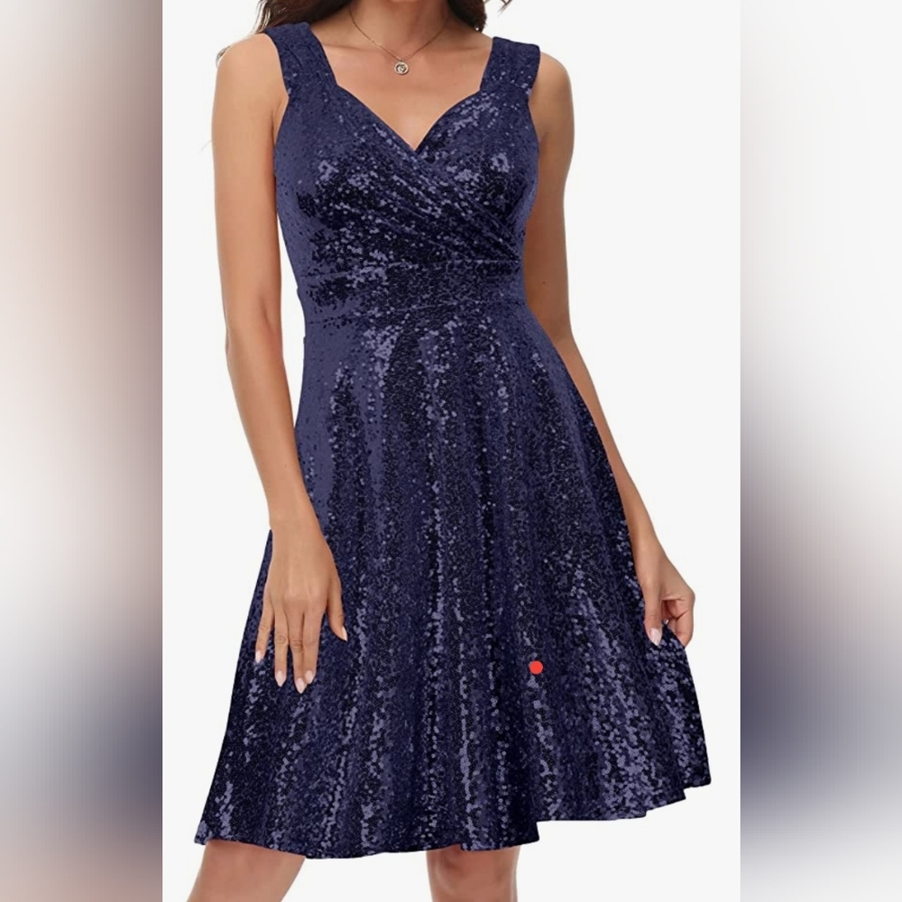 Grace Karin Navy blue Women Dress Sequin Glitter XL